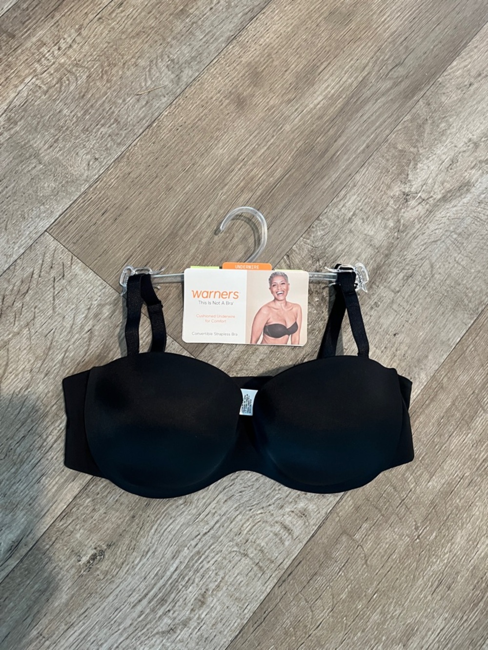 Warner's Black Convertible Strapless Bra with Removable Straps